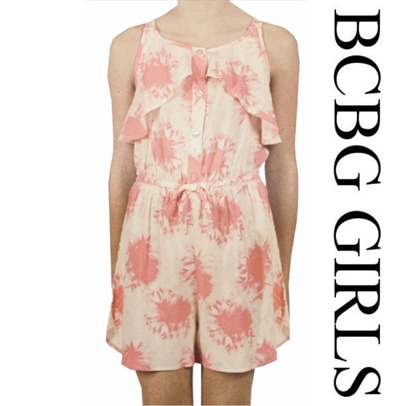 BCBG Girls Girl's Printed Tie Dye Challis Romper - Size 16 - Picture 1 of 10